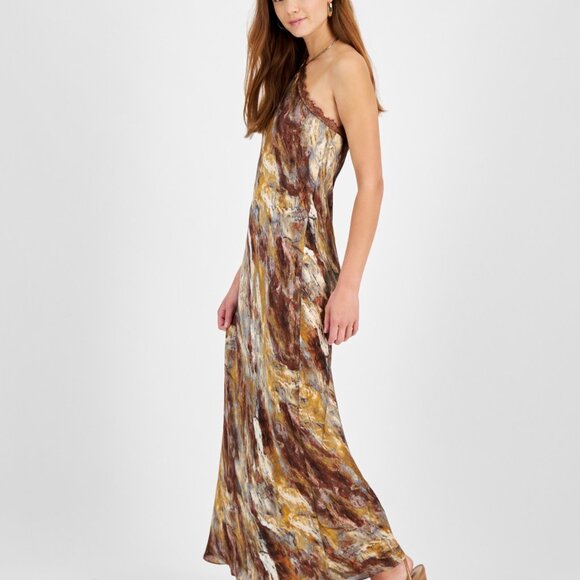 🌟 1.STATE Women’s Printed Lace-Trim Halter Maxi Dress – Rust – Size M– NWT 🌟 - Picture 4 of 5